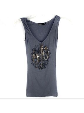 NEW-MARISA K Multi Chains/Charms/Printed Tank Top